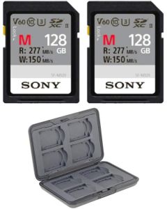 Sony 128GB M Series UHS-II SDXC Memory Card (U3) 2-Pack with Versatile Memory Card Holder